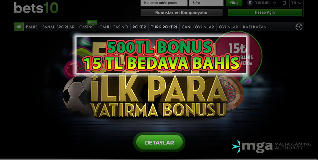 500TL Bonus - 15 TL Bedava Bahis